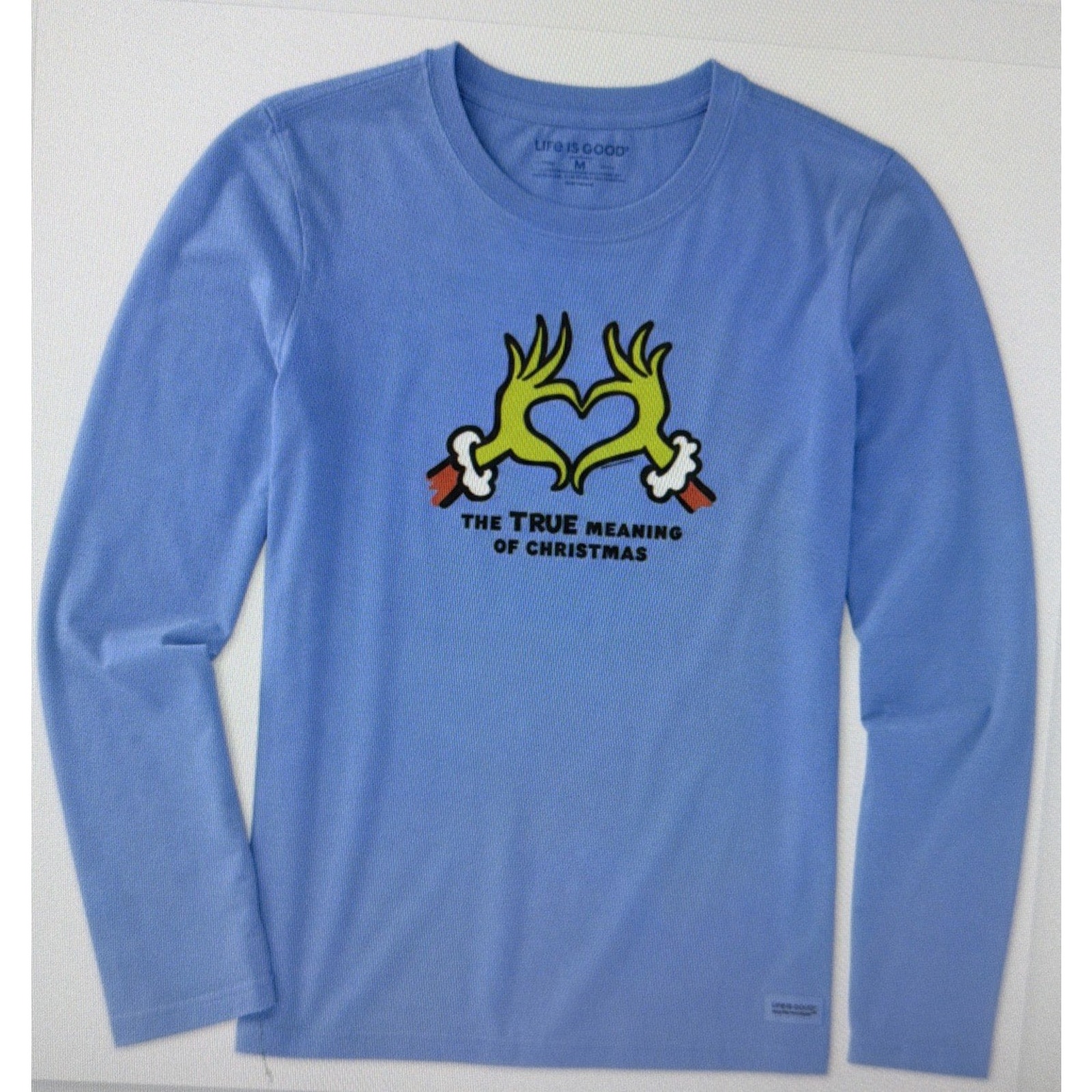 Women's Life Is Good Christmas Merry Grinchmas Grinch Blue Ls Crusher Tee Xxl